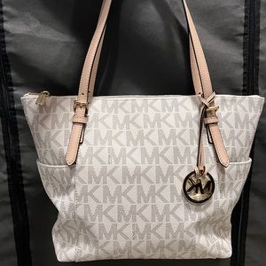 MICHAEL Michael Kors Large Logo Tote Bag in White